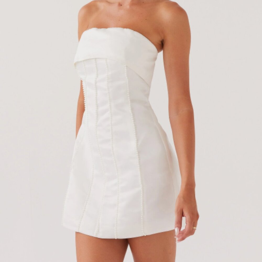 Pearled Mini Tube Dress, White, Size 2 NWT
